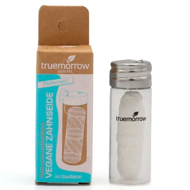 Vegane Zahnseide im Glasflakon | truemorrow DENTAL