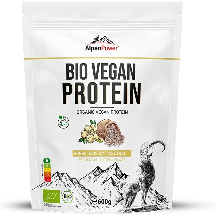 Protein pulver, vegan, bio, Erbse-reis, neutral, alpen power