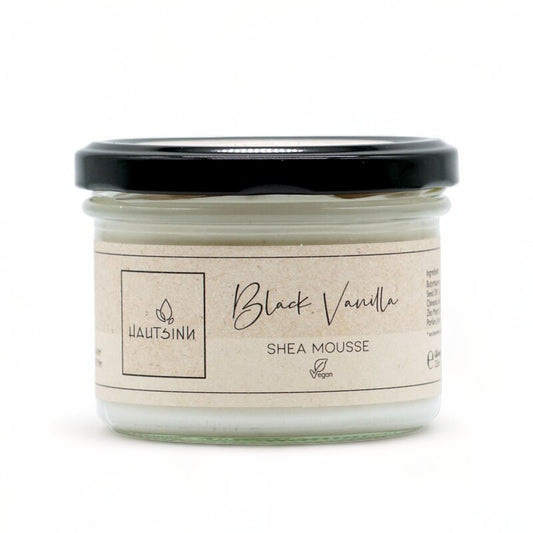 black vanilla shea mousse,  vegan, hautsinn